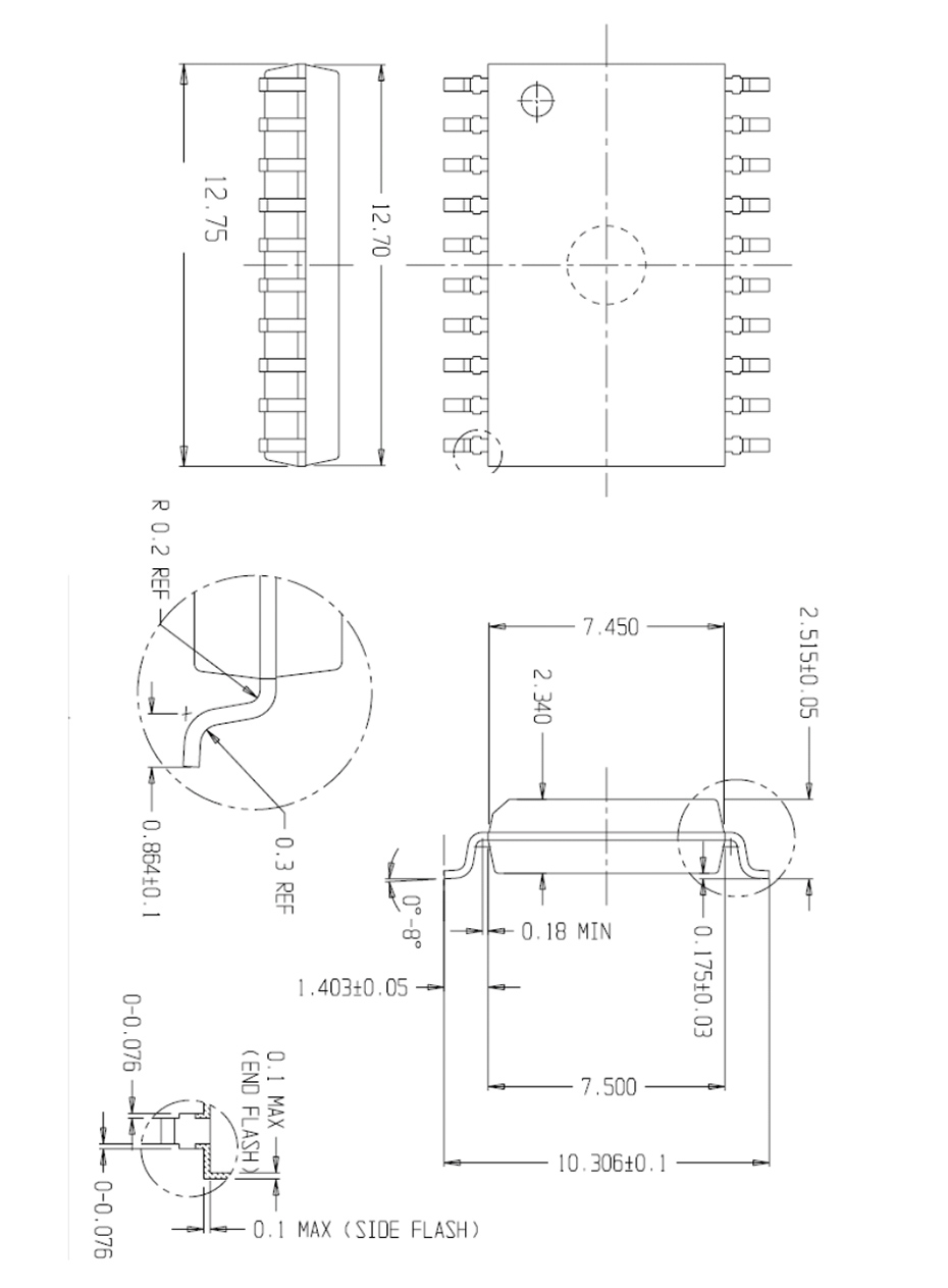 YF2722單機(jī)片SOP20外形圖與封裝尺寸